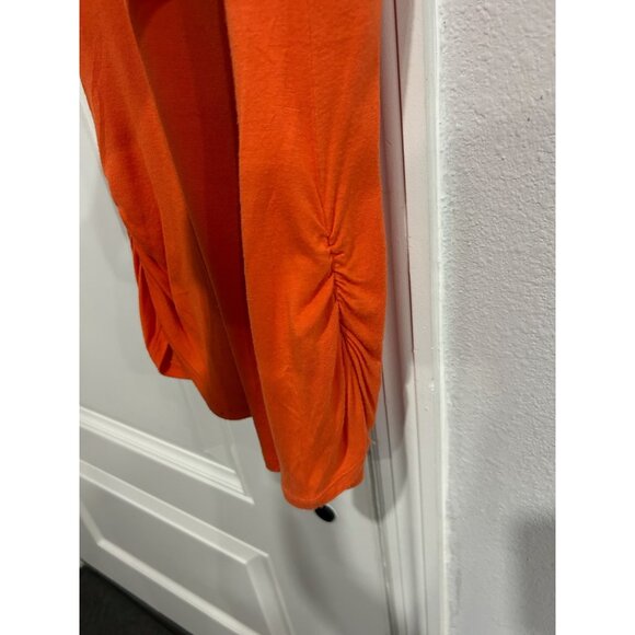 Cache Orange Short Sleeve Top Rhinestone Embellishments Ruched Side Sz Medium - Picture 5 of 10